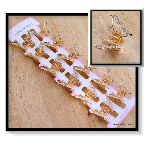 Piranha Metal Borboleta Strass PCT Com 12 Peas CA6319