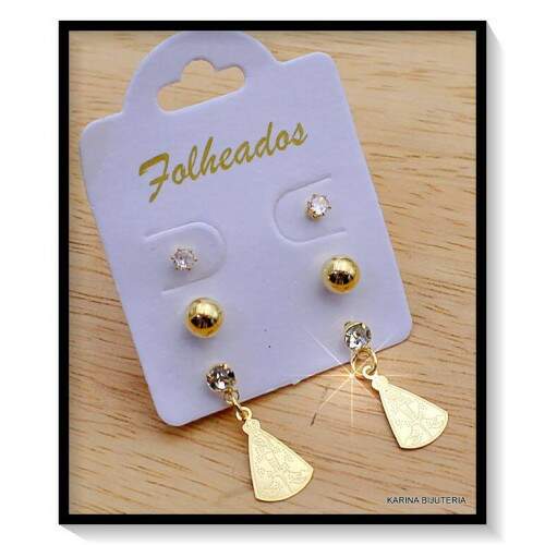 Trio De Brincos folheados FO2190
