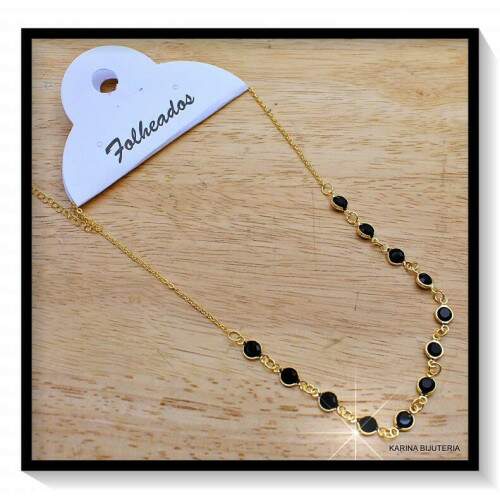 Colar Folheado Chocker Pedrinha CF415