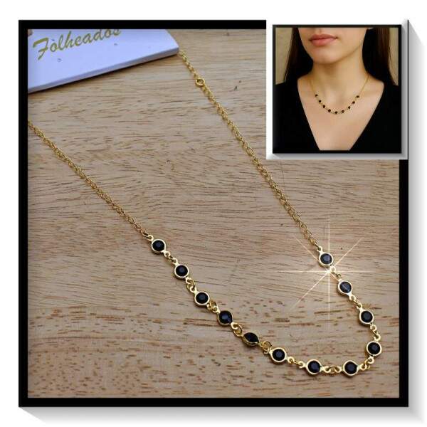 Colar Folheado Chocker Pedrinha CF415