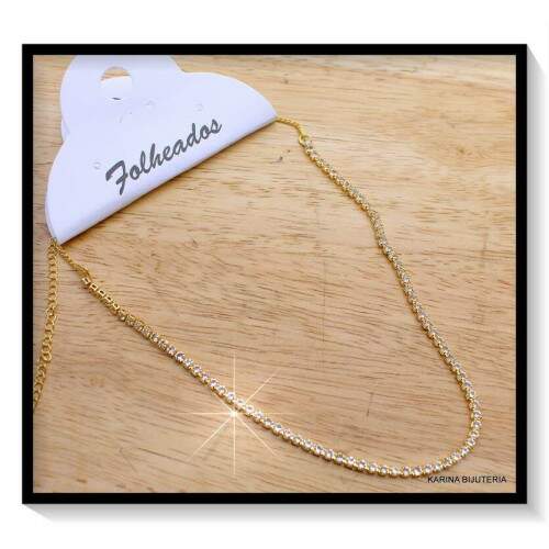 Colar Folheado Chocker Em Strass CF416