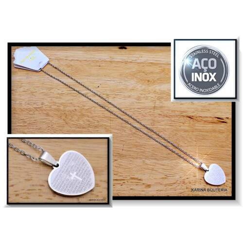 Colar AO Com Pingente Prata PAI NOSSO CO2364