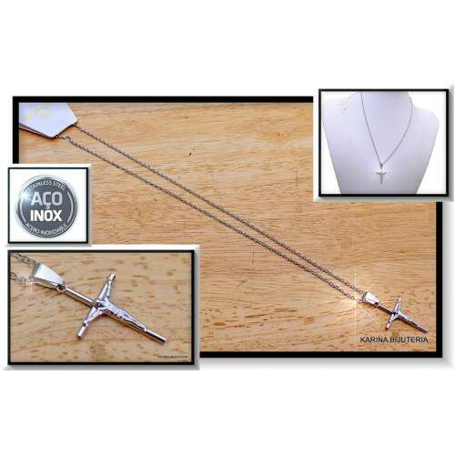 Colar AO Com Pingente Prata CRUZ CO2365