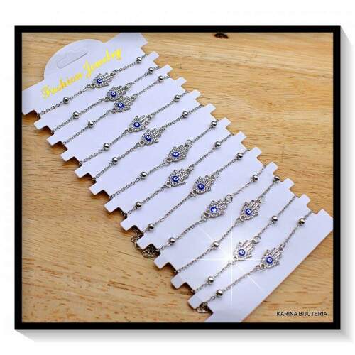 Pacote Com 12 Pulseiras Mo De Fatima Com Olho Grego PU3049