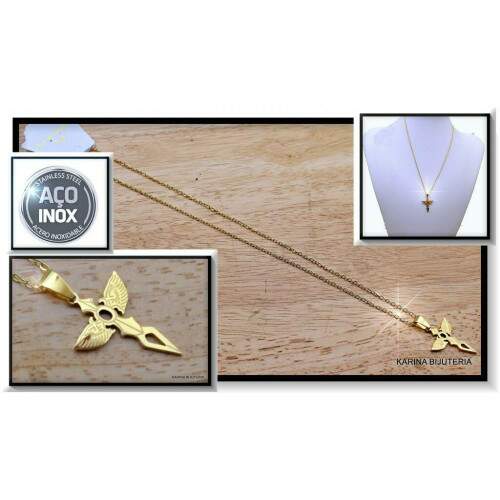 Colar AO Com Pingente Dourado NINJA CO2371