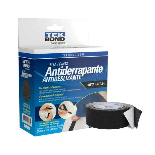 Fita Adesiva Antiderrapante Preta 50mmx5m - Tekbond