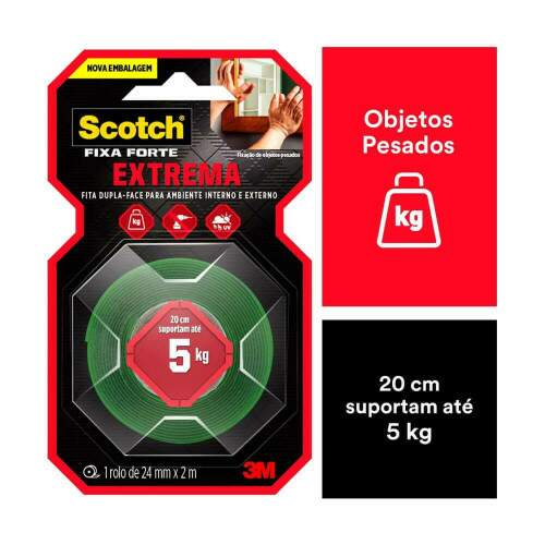 Fita Dupla Face Fixa Forte Fixao Extrema 24x2m 5kg - 3M