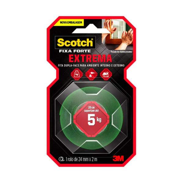 Fita Dupla Face Fixa Forte Fixao Extrema 24x2m 5kg - 3M