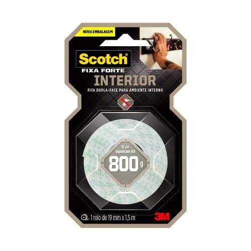 Fita Dupla Face Fixa Forte Interiores Espuma 19x1,5m 800g - 3M