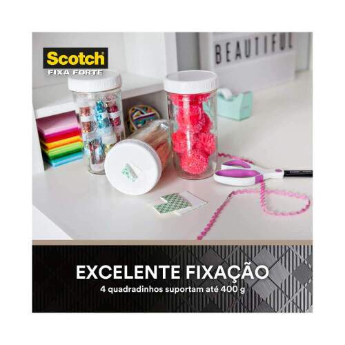 Fita Dupla Face Fixa Forte Interiores Espuma 16 Quadradinhos - 3M