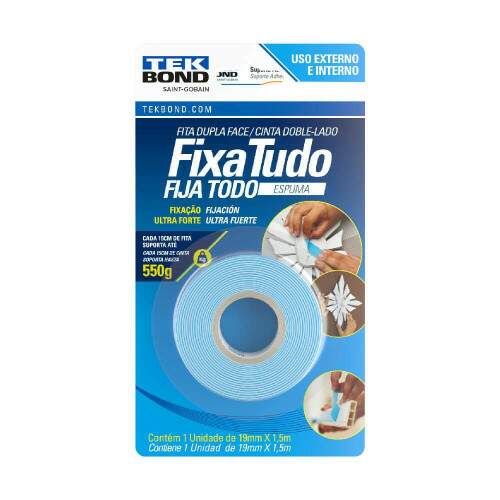 Fita Fixa Tudo Dupla Face Espuma 19mmx1,5m - Tekbond