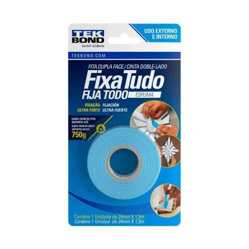 Fita Fixa Tudo Dupla Face Espuma 24x1,5m - Tekbond