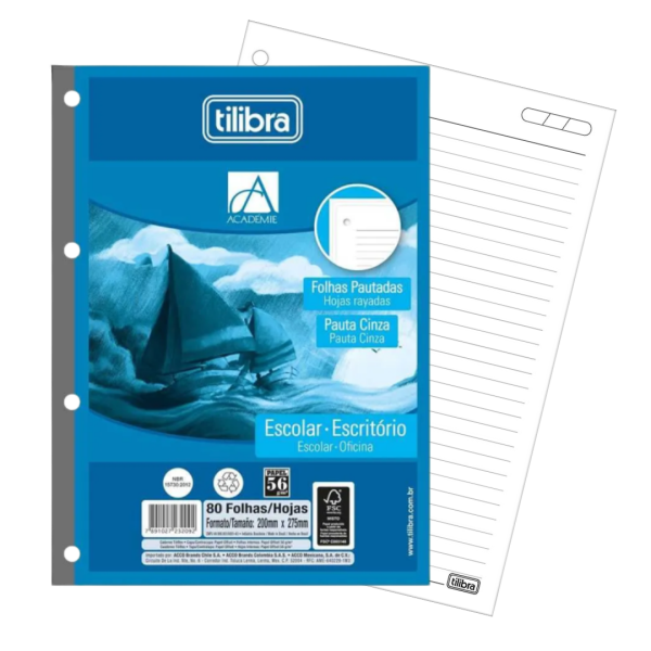 Folha Para Fich�rio Pautado 80Fls Tilibra - Ref 232092