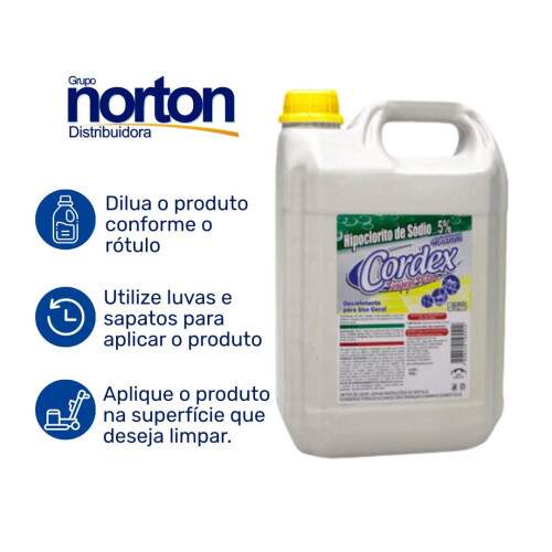 Hipoclorito de Sdio 12% 5L - Cordex
