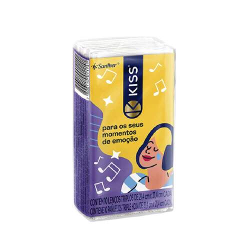 Leno Facial de Bolso Folha Tripla 21,4cm - Kiss