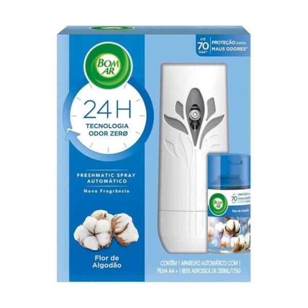 Aparelho Automtico + Refil Bom Ar Air Wick Freshmatic Algodo 250Ml - Branco