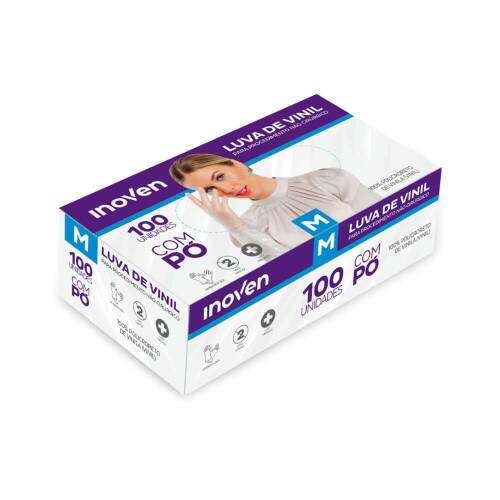 Luva Vinil Procedimento Mdia Com P Cx/100 - Inoven