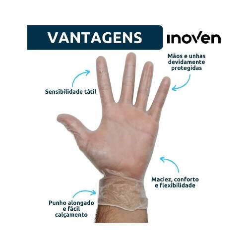 Luva Vinil Procedimento Mdia Com P Cx/100 - Inoven