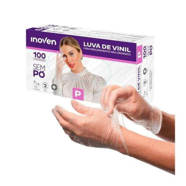 Luva Vinil Sem P Pequena Transparente Cx/100 - Inoven