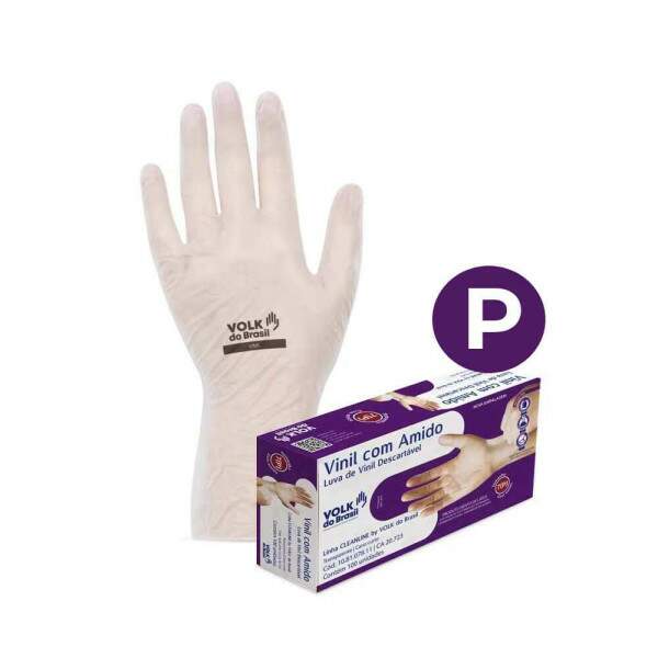 Luva Vinil Com Amido Pequena Cx/100 - Volk 