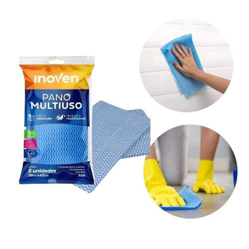 Pano Multiuso Azul 30x50cm Pct/5 - Inoven