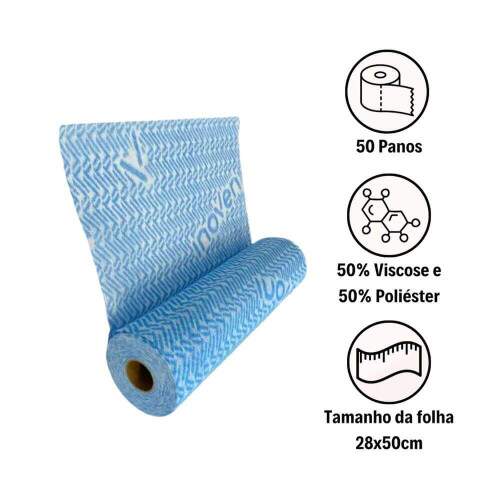 Pano Multiuso Rolo 28x25m Azul - Inoven