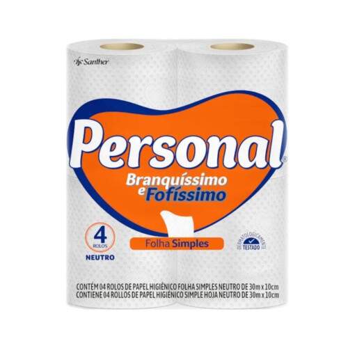 Papel Higinico 30Mts Folha Simples Personal Pps45 Pct/4