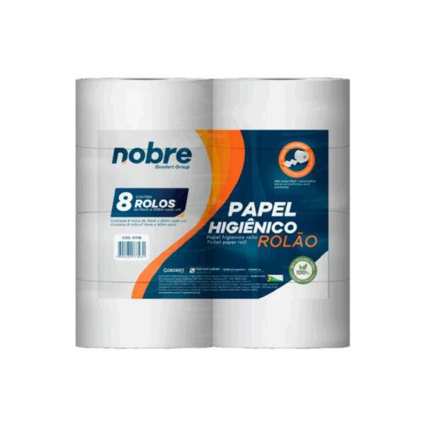 Papel Higinico Rolo Folha Simples 300m Fardo 8 Rolos 41758 - Nobre