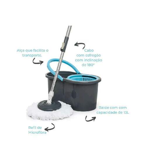 Mop Giratrio Slim Balde 13L 41411 - Nobre