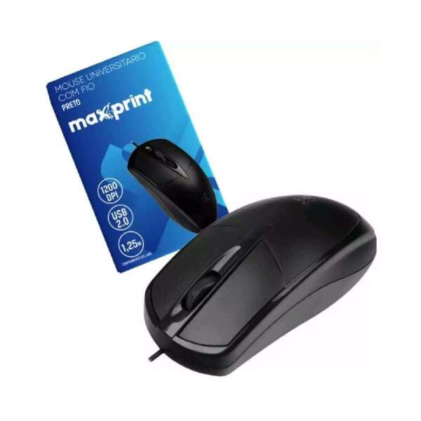 Mouse Universitrio Com Fio Usb 2.0 Preto - Maxprint
