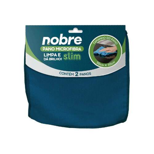 Pano Microfibra Slim 30x30cm Azul C/2 56749 - Nobre