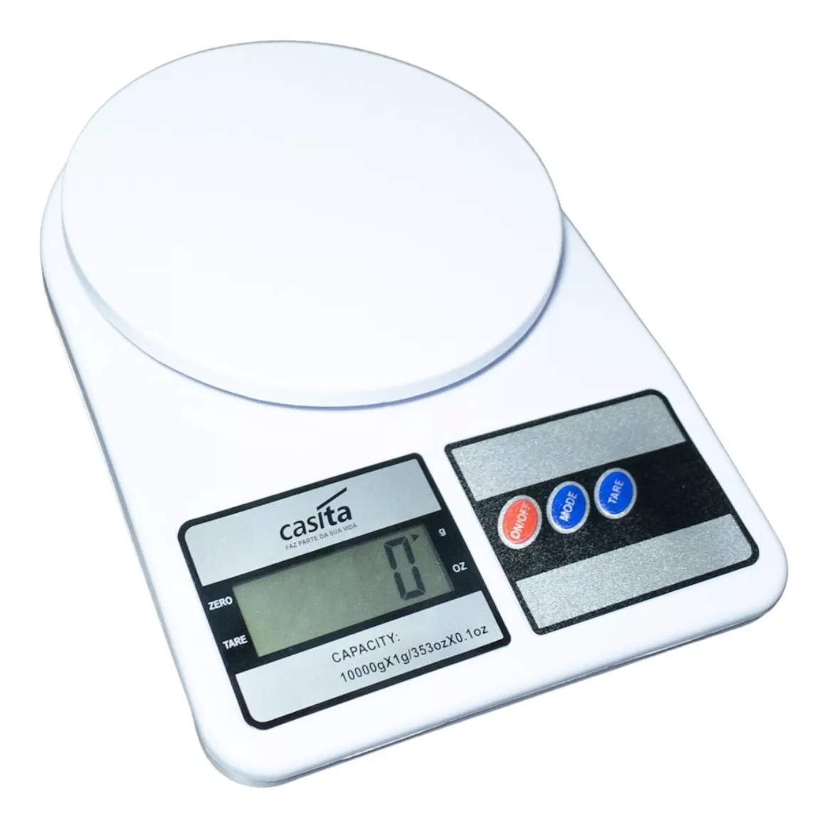 Balança Digital Cozinha 10kg - Precisão 1g, LCD, Conversão G/oz, Prato 14cm