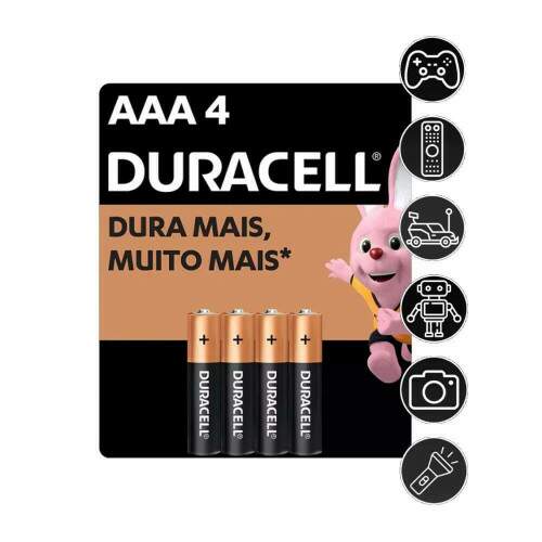 Pilha Alcalina AAA Palito C/4 - Duracell