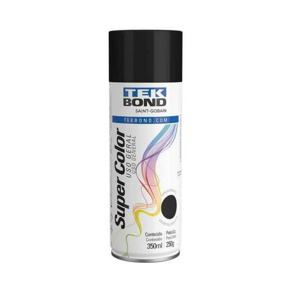 Tinta Spray Aerossol Uso Geral Preto Brilhante 350ml - Tekbond