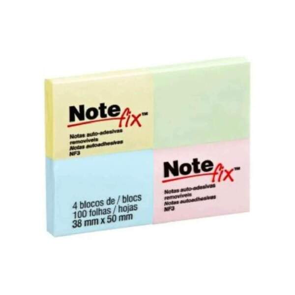 Bloco de Notas Adesivas Post-it Notefix 4 Cores 38x50mm 100 Folhas - 3M