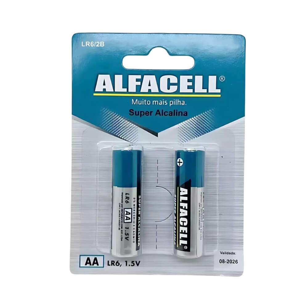 Pilha Alcalina AA Pequena Blister C/ 2 Un - Alfacell