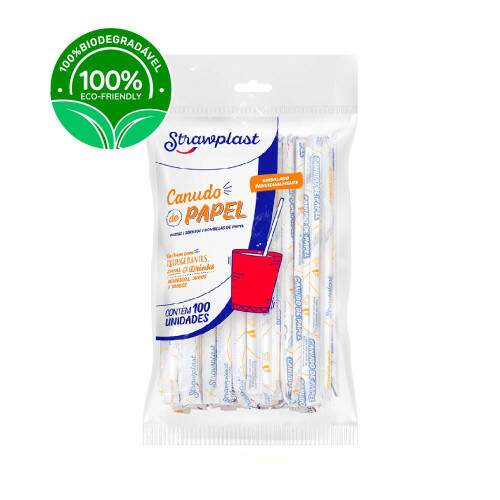 Canudo de Papel 820 Embalado 6mm Pct/100 - Strawplast