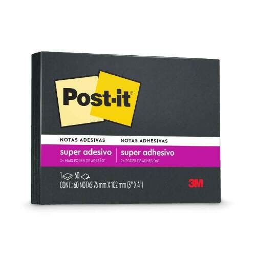 Bloco de Notas Adesivas Post-it Preto 76x102mm 60 Folhas - 3M