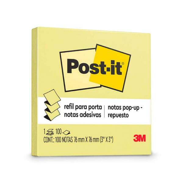 Bloco de Notas Adesivas Post-it Refil Amarelo 76x76mm 100 Folhas - 3M