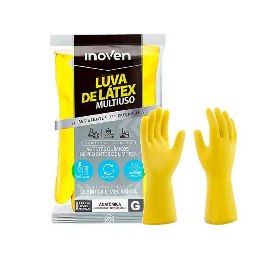 Luva Lat�x Multiuso Amarela Grande - Inoven