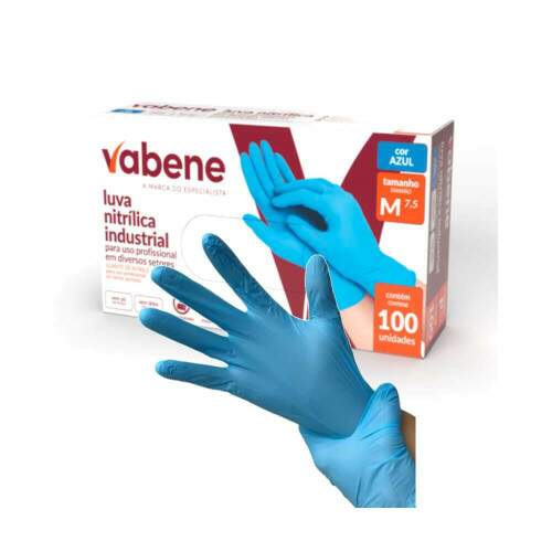 Luva Nitrlica Mdia Sem P Azul Cx/100 - Vabene