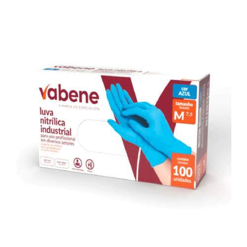 Luva Nitrlica Mdia Sem P Azul Cx/100 - Vabene