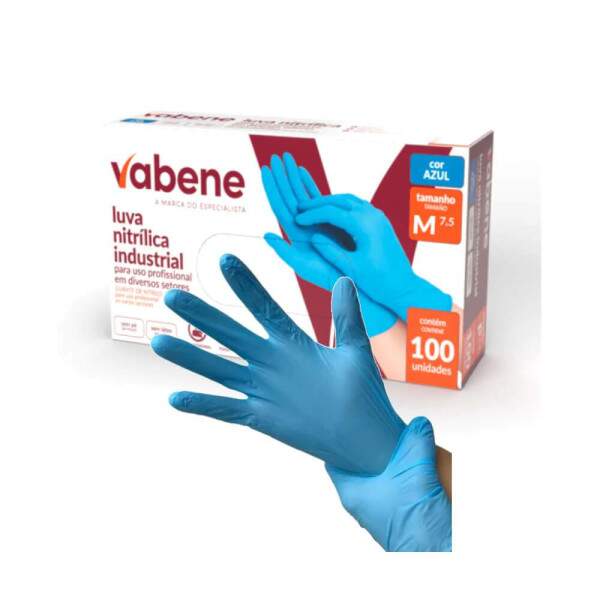 Luva Nitrlica Mdia Sem P Azul Cx/100 - Vabene
