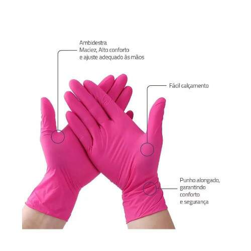 Luva Nitrlica Grande Sem P Rosa Cx/100 - Vabene