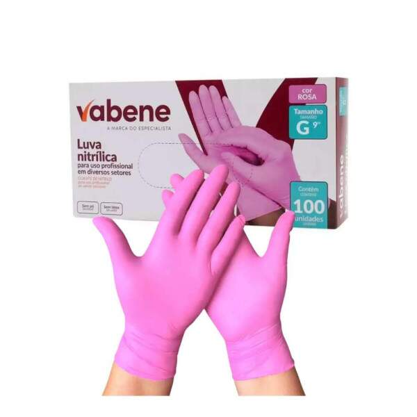 Luva Nitrlica Grande Sem P Rosa Cx/100 - Vabene
