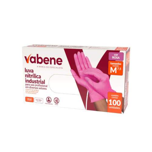 Luva Nitrlica Mdia Sem P Rosa Cx/100 - Vabene