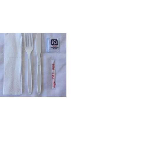 Kit Talher Garfo, Faca, Sal Palito e Guardanapo com 50un