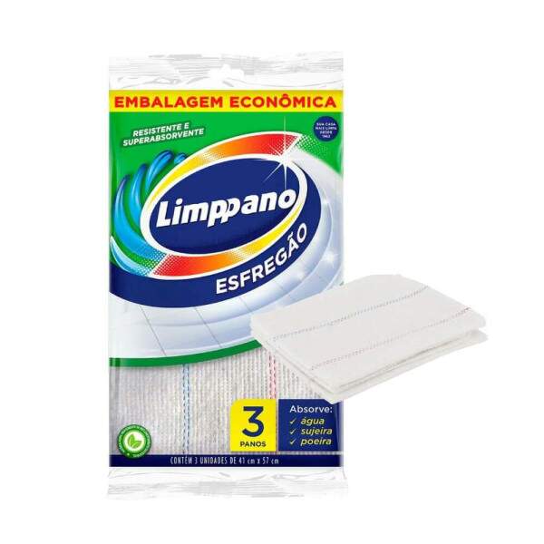 Pano de Cho Alvejado Esfrego Econmico 3 Un 70900 - Limppano