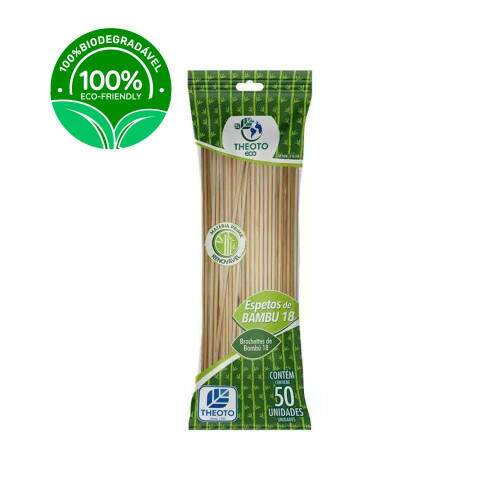 Palito Espeto de Bambu Churrasco 18cm Pct/50 64163 - Theoto