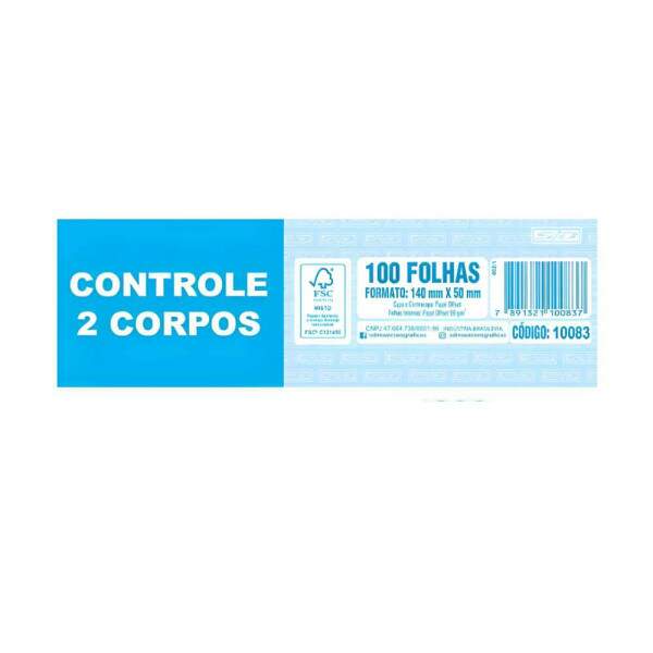Bloco Controle Numerado 2 Corpos 100 Folhas - So Domingos